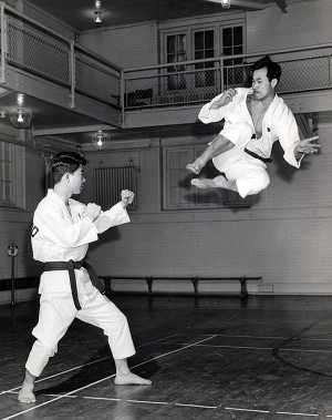 Here's a photo of my instructor in Toronto in the 1990s and the early 2000 Grandmaster Park Jong-soo. Wow, that man could jump.