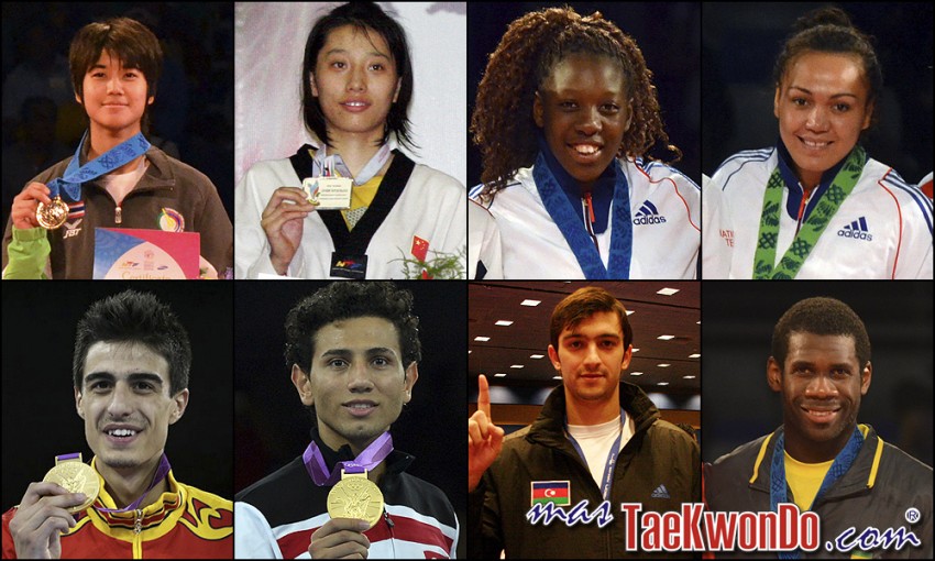 Chanapa Sonkham (THA), Yuzhuo Hou (CHN), Haby Niare (FRA), Anne-Caroline Graffe (FRA), Joel Gonzalez (ESP), Servet Tazegul (TUR), Ramin Azizov (AZE) y Anthony Obame (GAB). Números 1 – WTF World Olympic Ranking – Taekwondo WTF – Agosto 2013.
