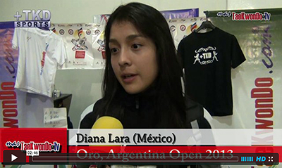 “MasTaekwondo TV” entrevistó a la atleta Diana Lara de México, quien consiguió el pasado fin de semana (31 de agosto y 1 de septiembre), la medalla de Oro en el “1er Argentina Open” (G-1), realizado en la ciudad de Buenos Aires.