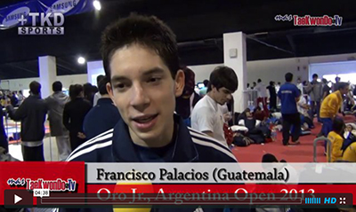 “MasTaekwondo TV” entrevistó al atleta Francisco Palacios de Guatemala, quien consiguió el pasado fin de semana (31 de agosto y 1 de septiembre), la medalla de Oro en la categoría juvenil -55 Kg. en el “1er Argentina Open”, realizado en la ciudad de Buenos Aires.