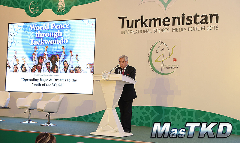 WTF-President-Chungwon-Choue-presents-Sport-Peace-Corps-at-TISMF-2015